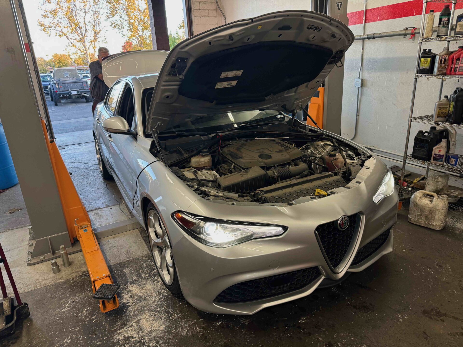 Alfa Romeo Giulia Ti Lusso | Temecula Auto Repair & Transmission An Alfa Romeo Giulia Ti Lusso is in for electrical diagnosis at Temecula Auto Repair & Transmission
