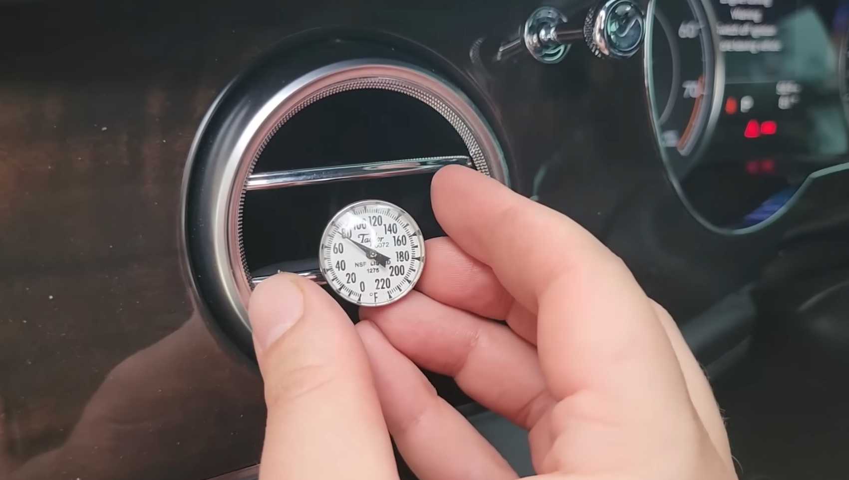 Bentley AC System Testing | Temecula Auto Repair & Transmission A Technician is testing the AC Vent temperature in a Bentley.