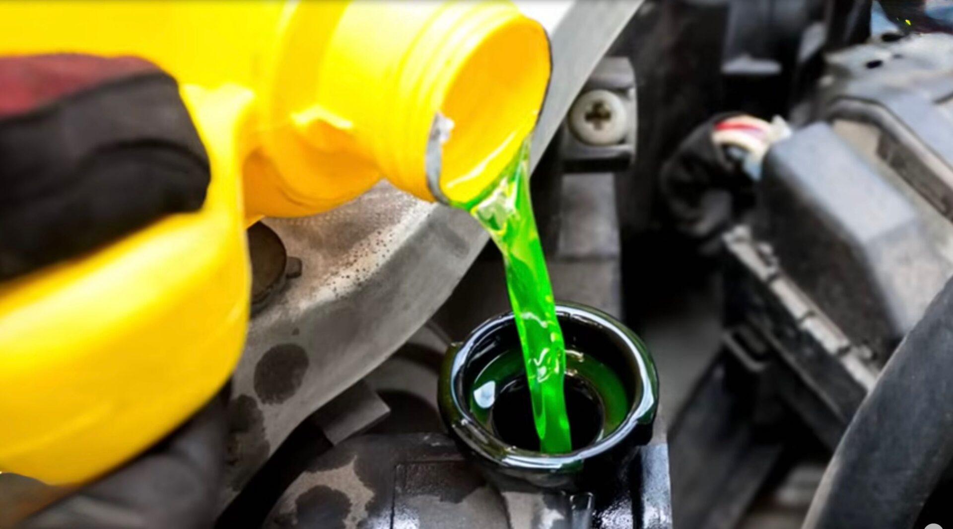 Coolant Chenge in Temecula and Murrieta | Temecula Auto Repair & Transmission A Technician refills Coolant into the radiator during a Coolant Exchange Service.