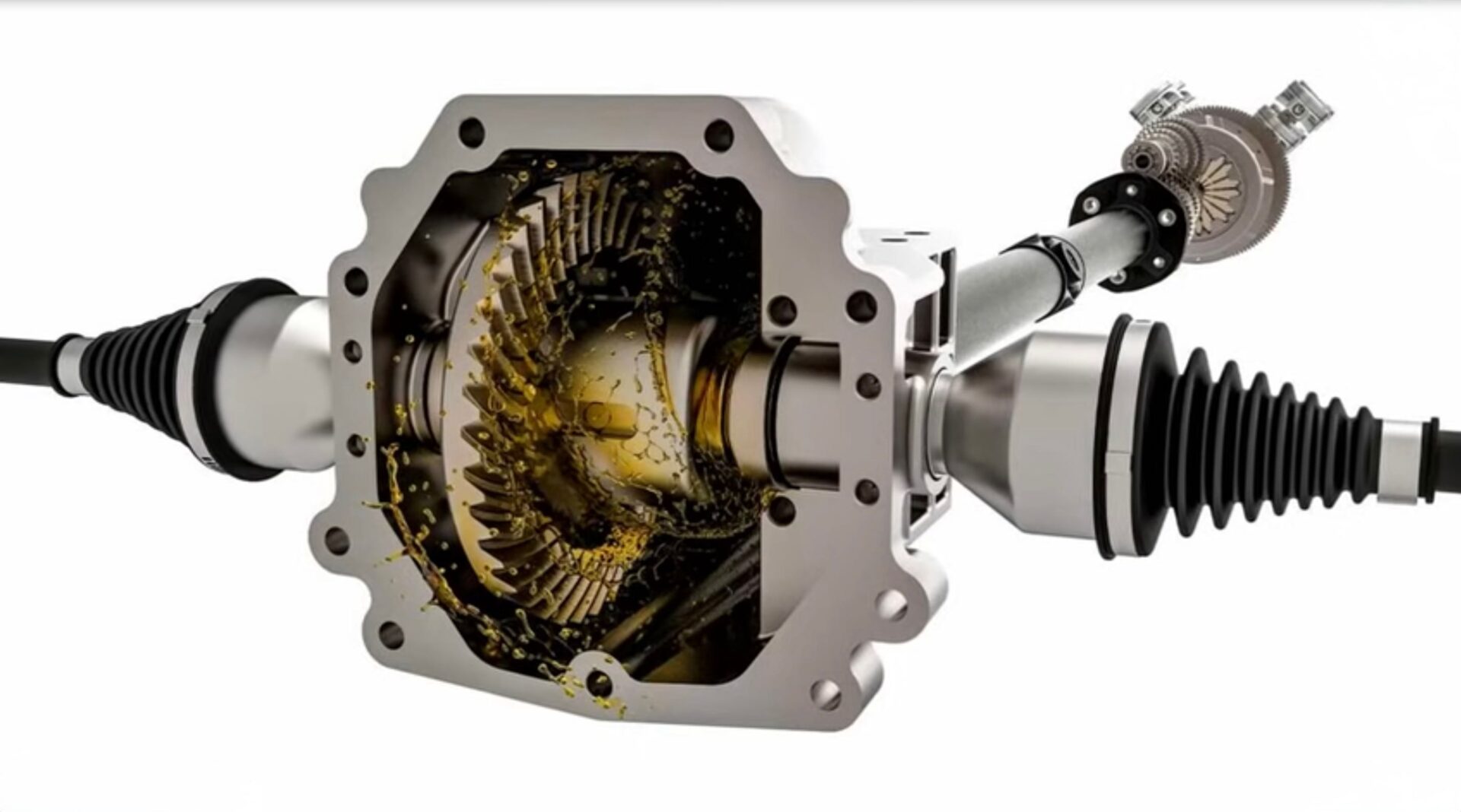 Differential Fluid Exchange Service in Temecula and Murrieta | Temecula Auto Repair & Transmission An illustration of a Rear Differential with its cover off exposing the Gear Oil inside.