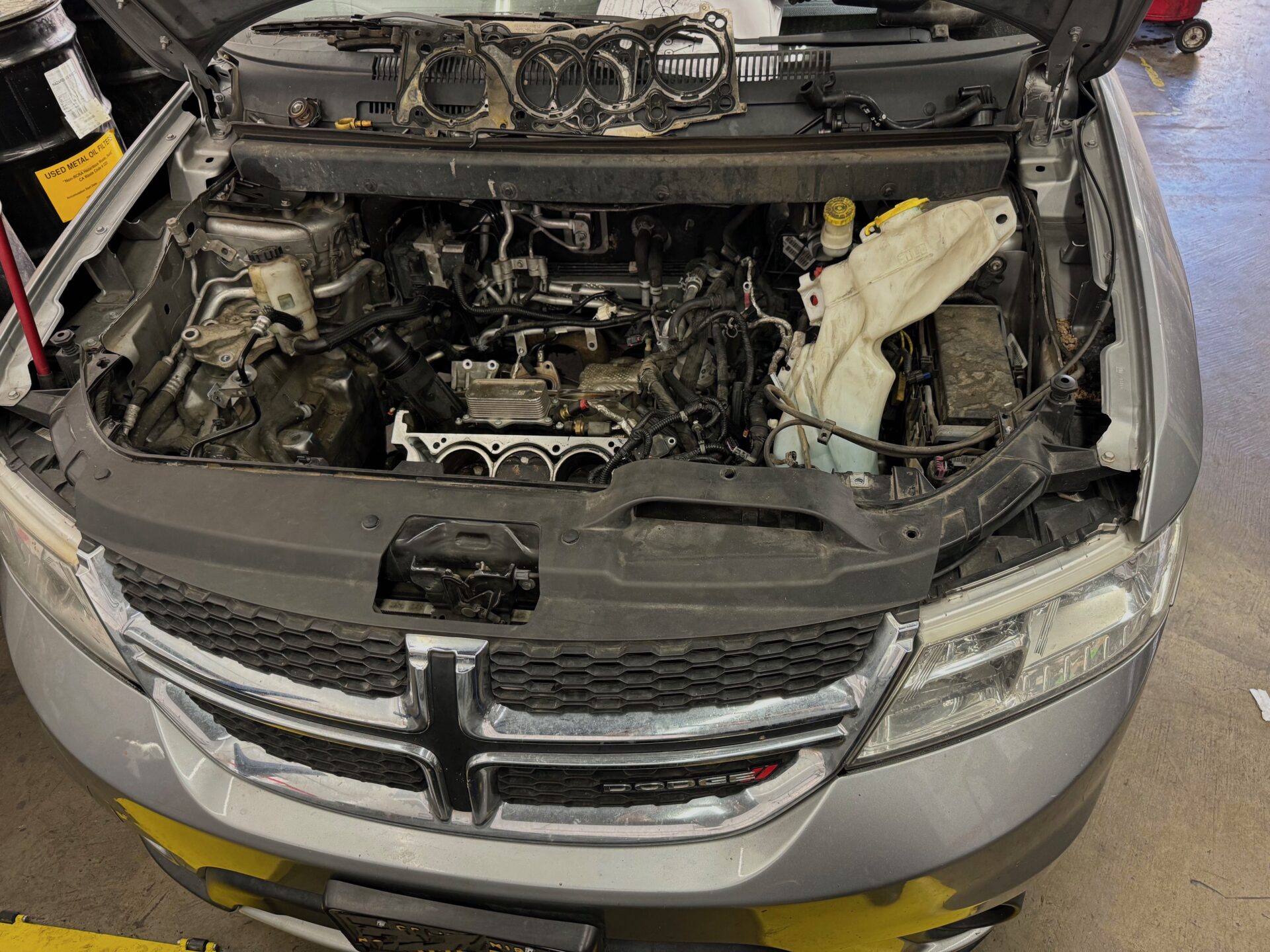 Dodge Journey Cylinder Head Repair | Temecula Auto Repair & Transmission Dodge Journey with cylinder head and head gaskets removed.