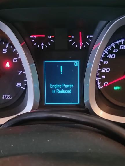 Engine Power Reduced Warning message.