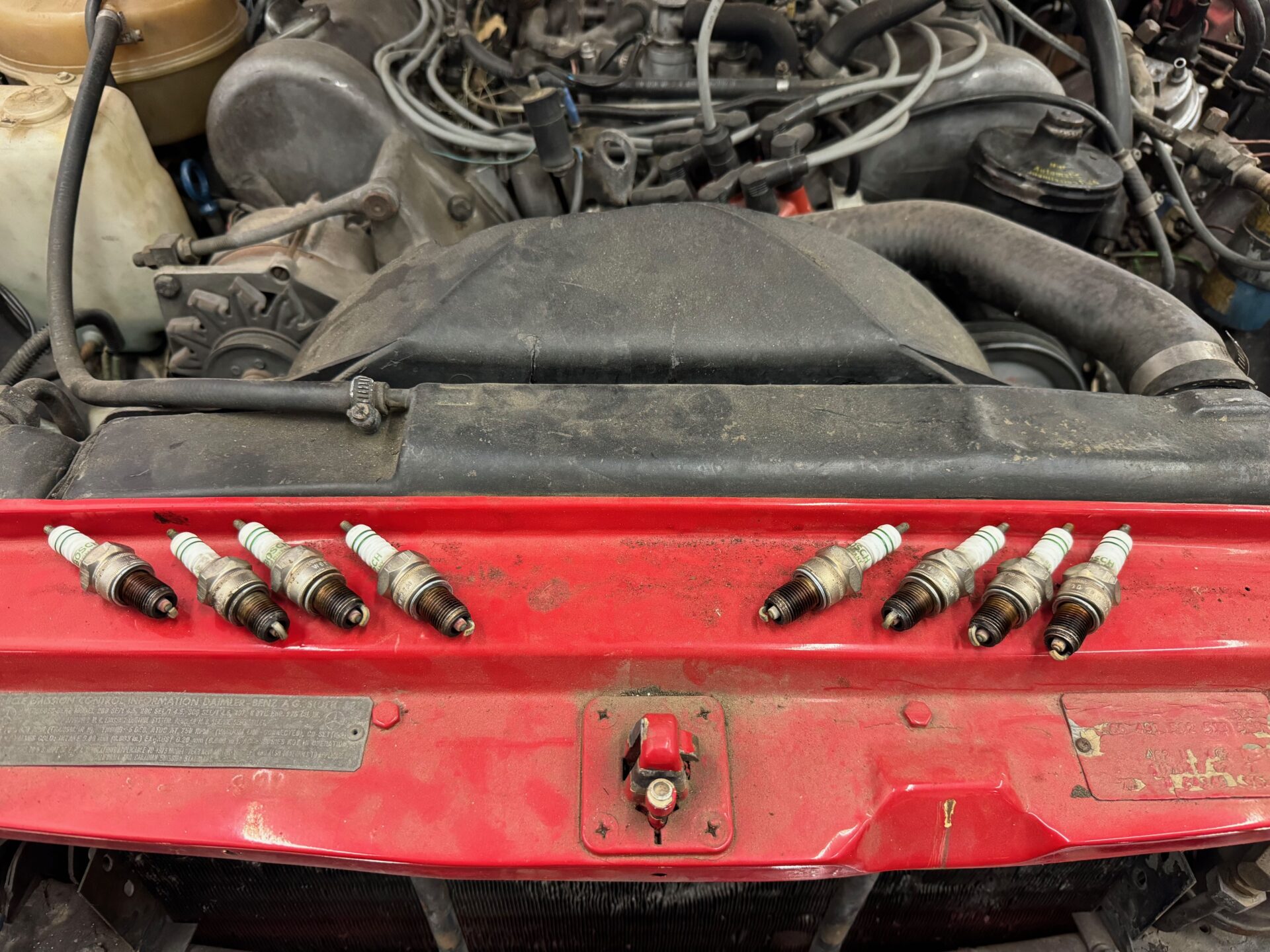 Engine Tune-up and Spark Slugs | Temecula Auto Repair & Transmission Old Bosch Spark Plugs that were replaced in a Mercedes Benz Tune-up.