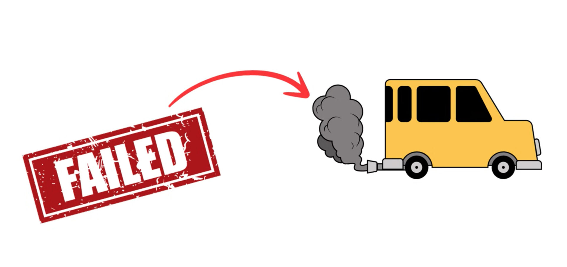 Illustration - cartoon of a failed emissions test.