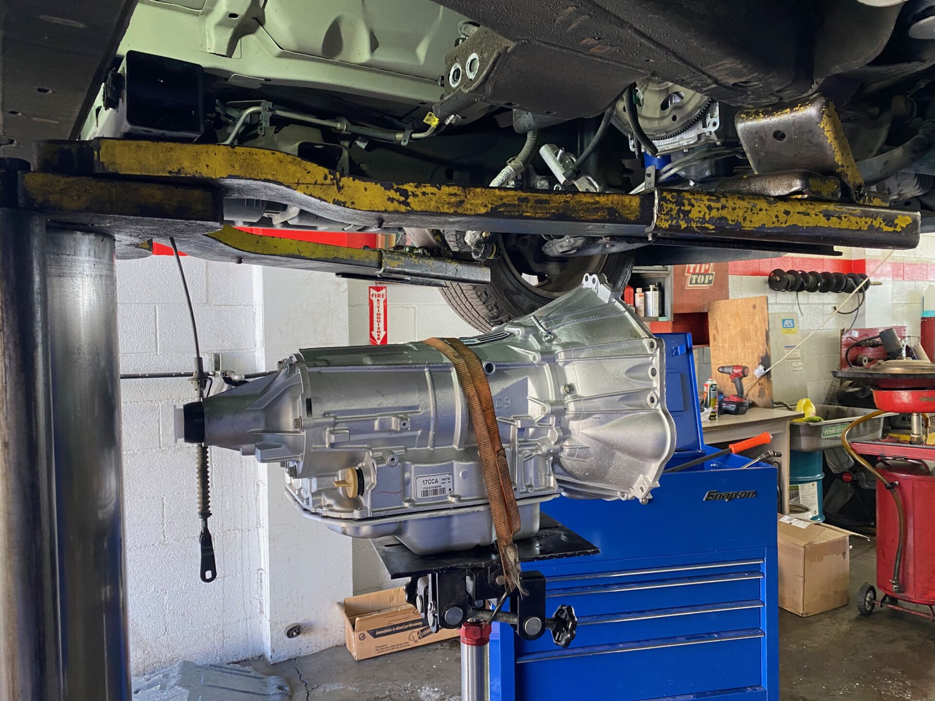 General Motors Transmission Replacement at Temecula Auto Repair & Transmission | Temecula Auto Repair & Transmission Transmission replacement is in progress at Temecula Auto Repair.