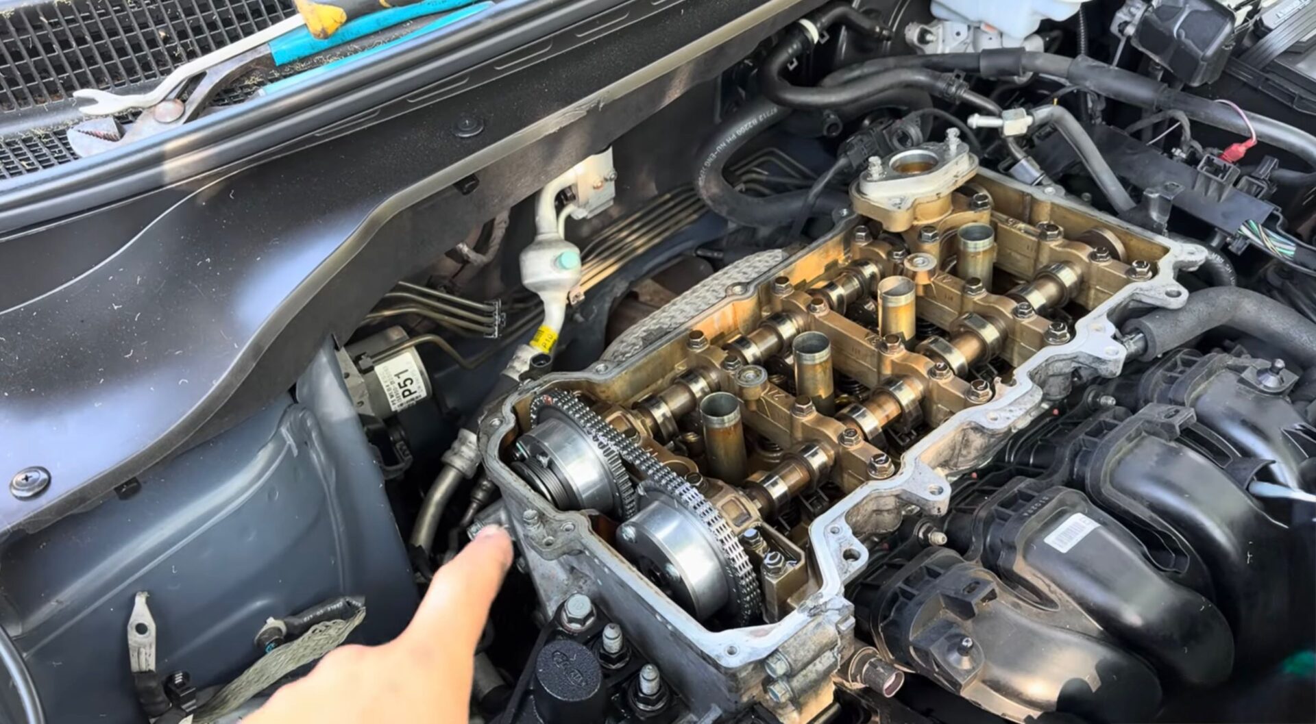 Kia Soul Timing Chain Repair in Temecula and Murrieta | Temecula Auto Repair & Transmission A Timing Chain replacement in progress on a Kia Soul.
