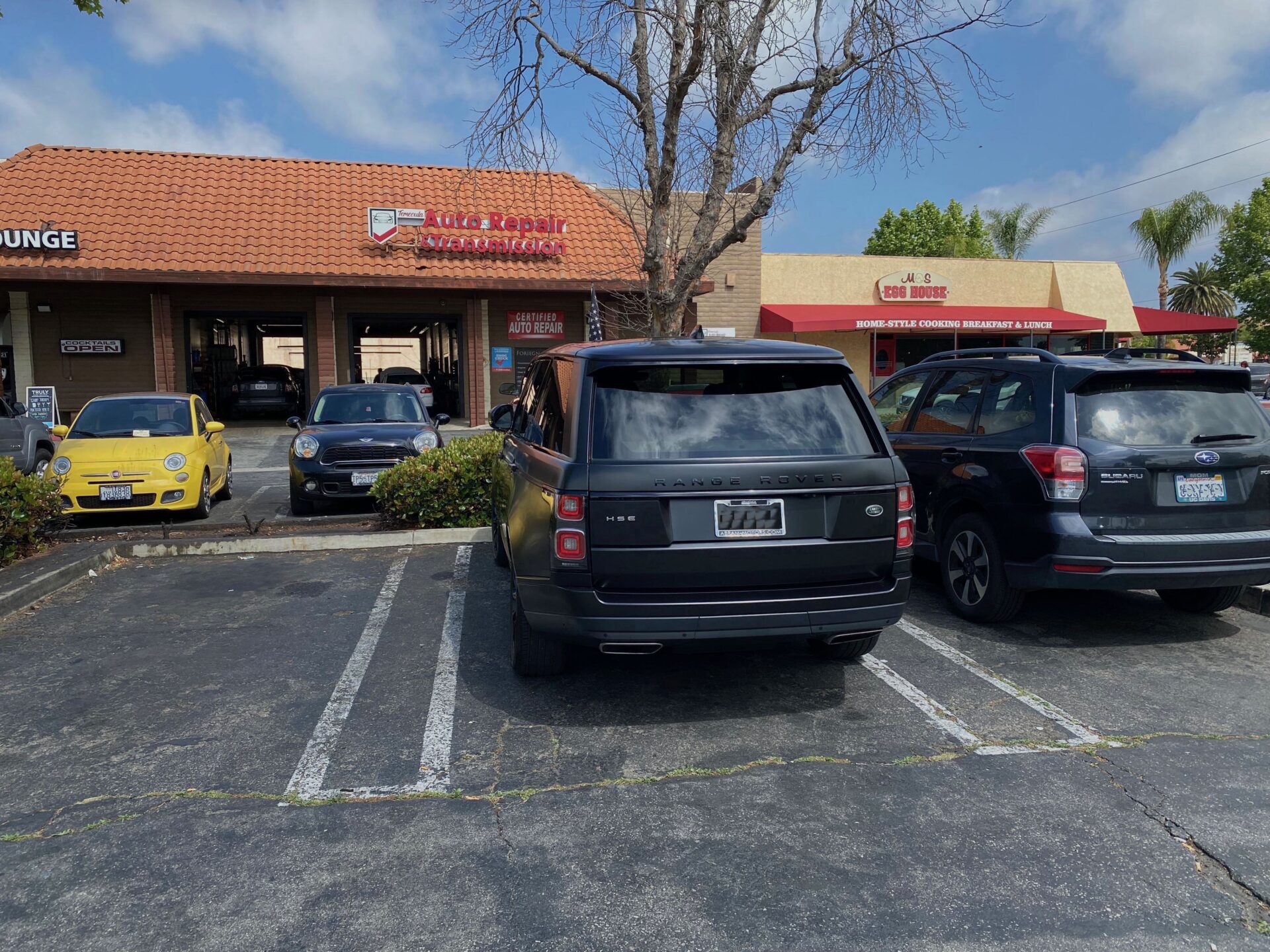 Land Rover Service And Repair | Temecula Auto Repair & Transmission Land Rover Range Rover parked for service at Temecula Auto Repair & Transmission