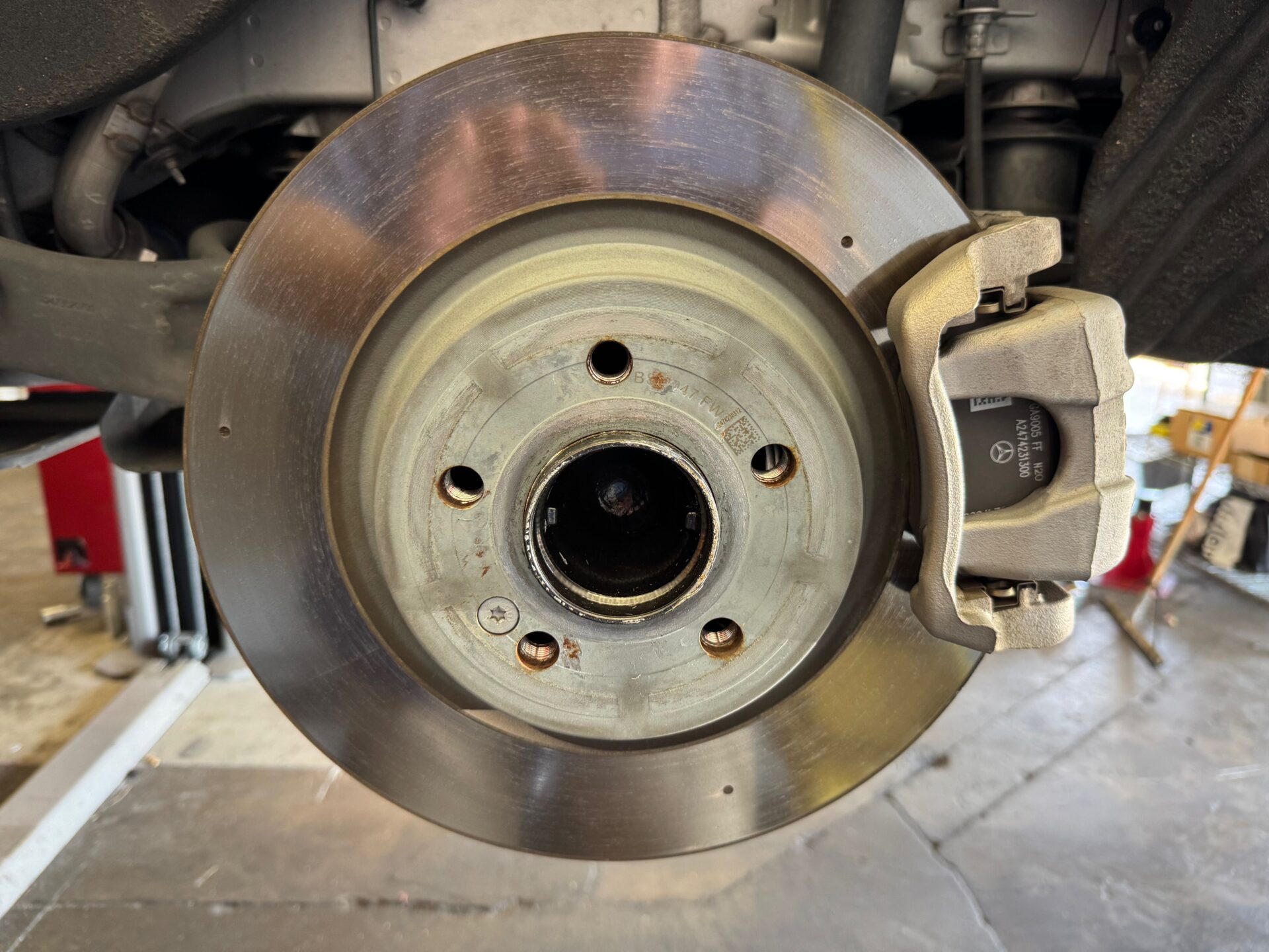 Mercedes Benz Brakes in Temecula and Murrieta | Temecula Auto Repair & Transmission Rear Brake Pads & Rotors are replaced on a Mercedes-Benz GLC.