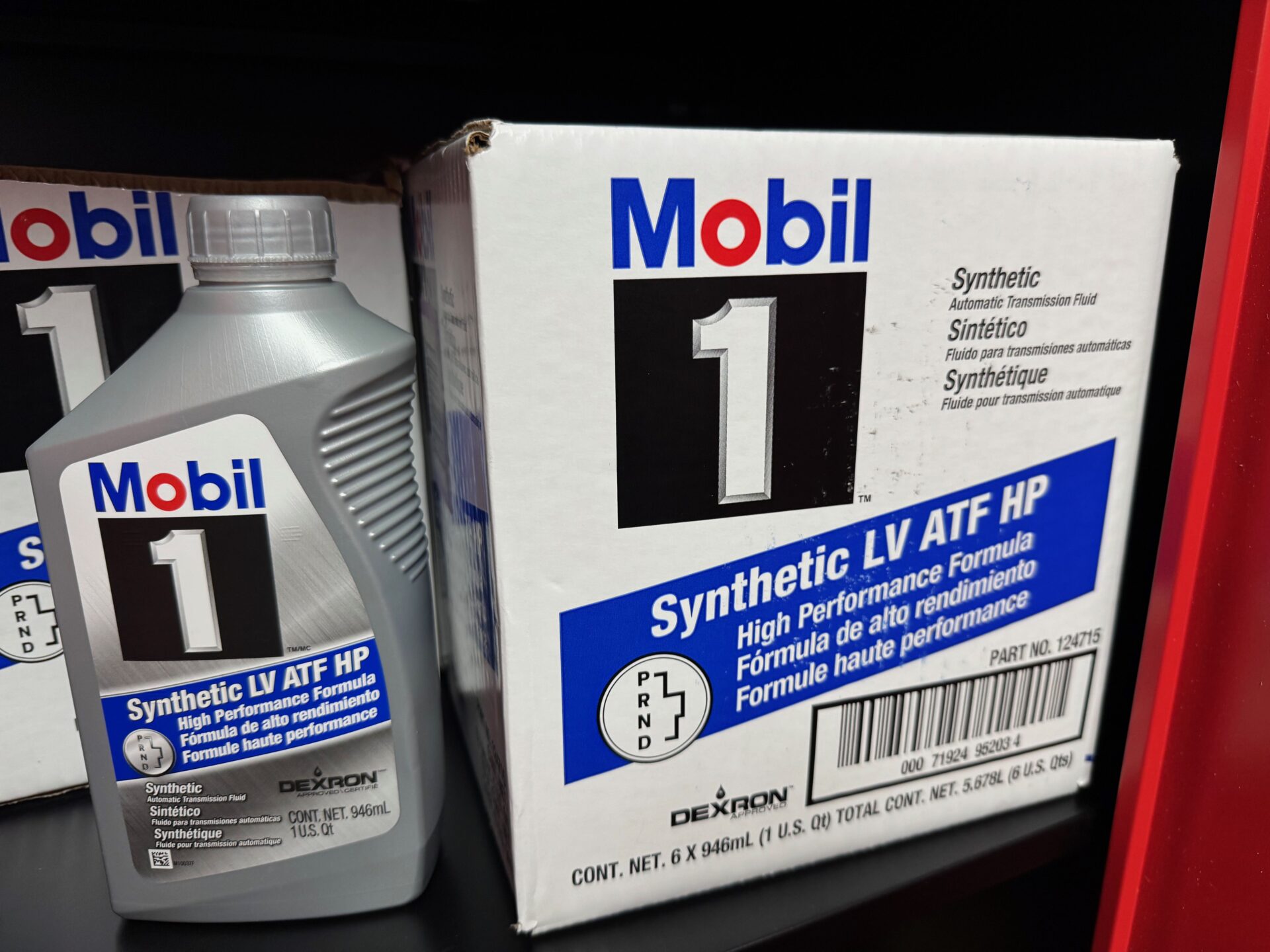 Mobil1 Full Synthetic Automatic Transmission Fluid | Temecula Auto Repair & Transmission A display of Mobil1 Full Synthetic Automatic Transmission Fluid intended for Transmission Maintenance Service.